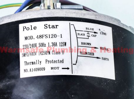 Pole Star 48FS120-1 1 phase fan motor 125w