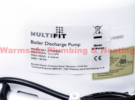 Baxi 720648301 Multifit external condensate and PRV pump