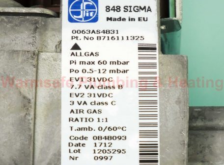 Worcester 87161113250 gas valve