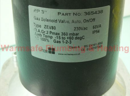 Banico 365438 3" gas solenoid valve automatic-reset 230v