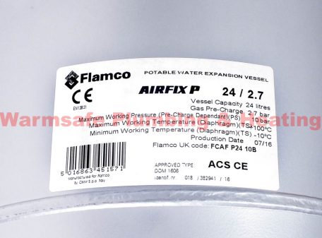 Flamco FCAF P24 10B 24Litre Expansion Vessel