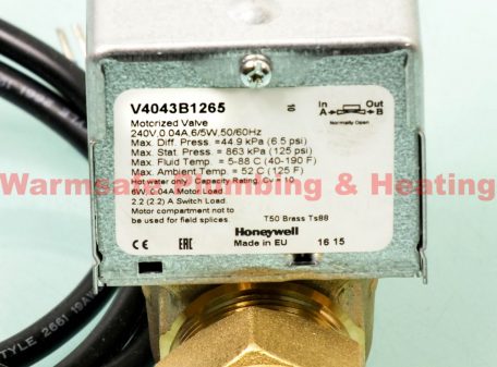 Honeywell V4043B1265/U zone valve 28mm