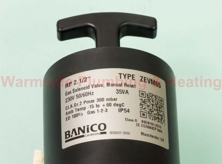 Banico ZEVM65 gas solenoid valve manual-reset 2 1/2inch230v