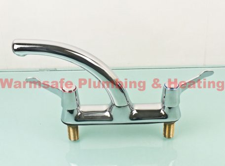 swan c48119 quarter turn lever 2 tap hole deck sink mixer tap chrome plated