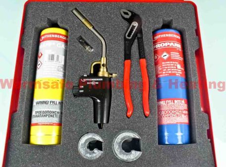 rothenberger plumbers hotbox with tools superflare² torch mapp gas grips propane gas cutters and swirl tip